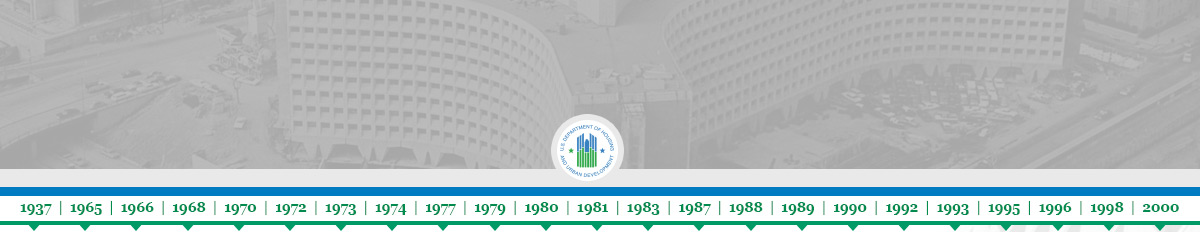 Image of a timeline showing a range of years and the HUD logo.