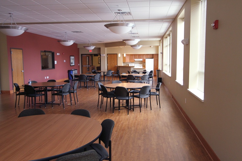 A café is located on the first floor of Veterans Manor.