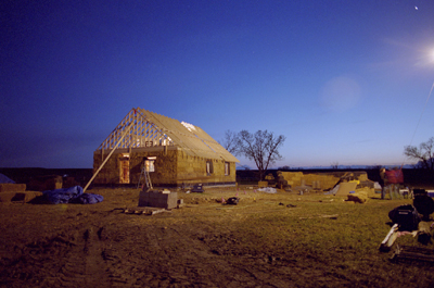 Construction of straw-bale homes on the Northern Cheyenne Reservation in Montana.