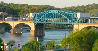 A view of the Market Street bridge in Chattanooga, Tennessee.