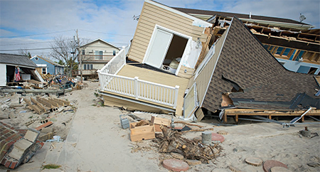 A house severely damaged during Hurricane Sandy.