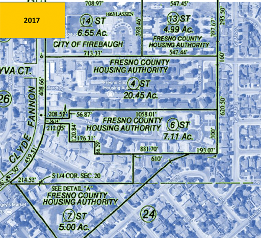 Map of the Fresno County Housing Authority.