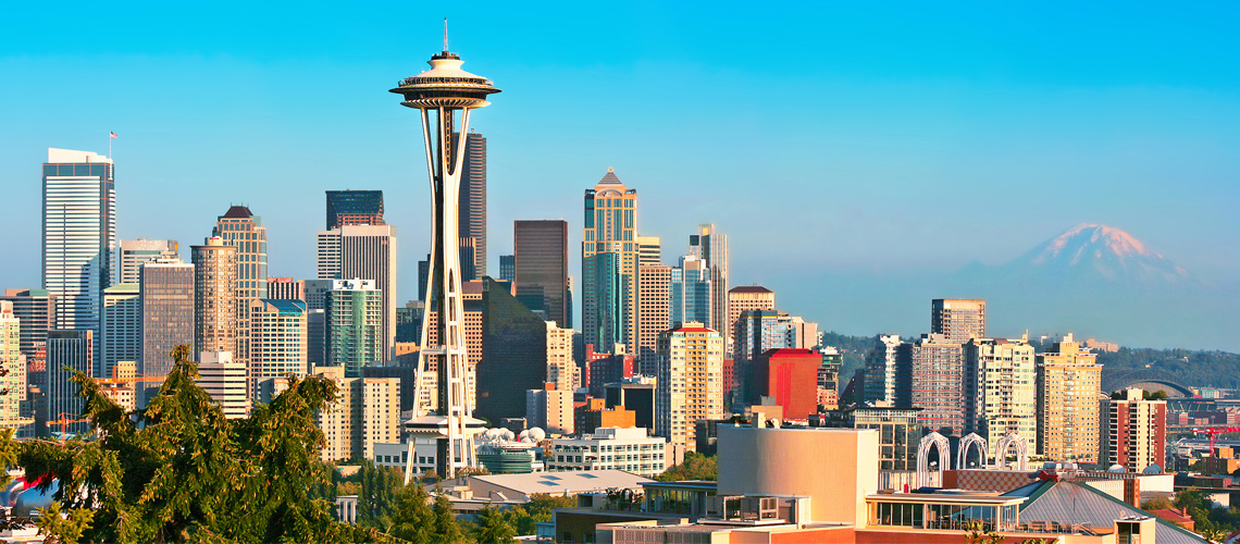 A photograph of the Seattle skyline.