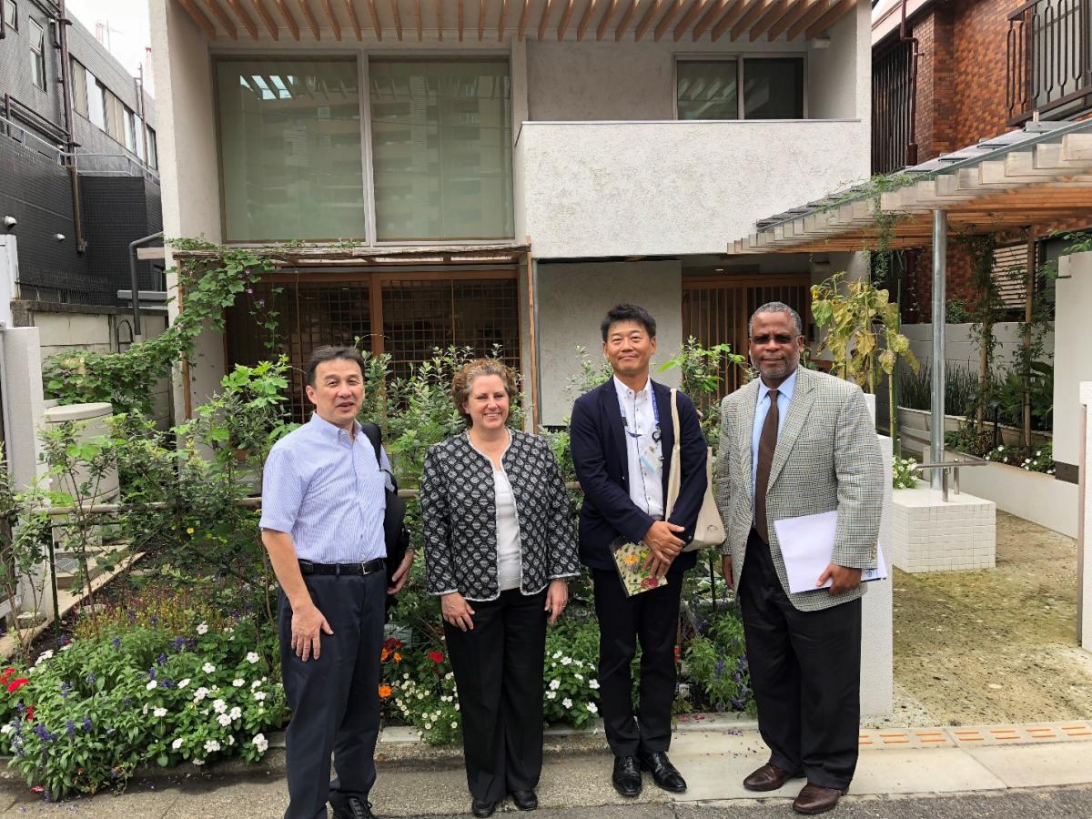 Japan Visit Sep 2018 Outside Senior Center- Cindy Campbell and Calvin Johnson