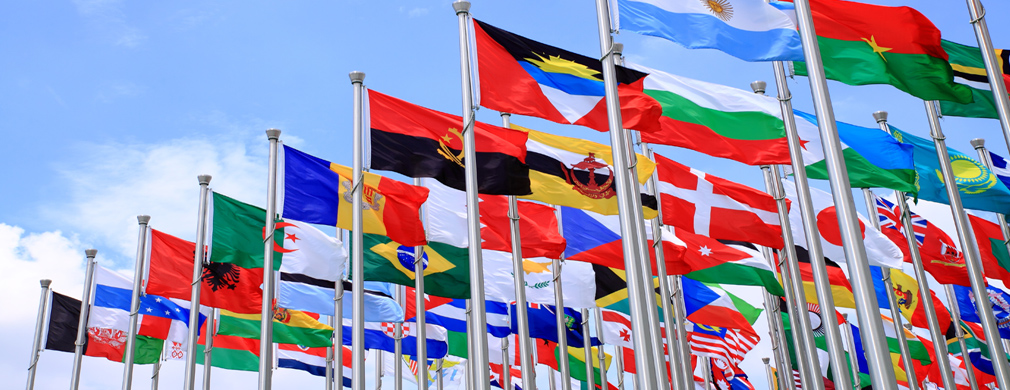 Flags of several countries around the world.