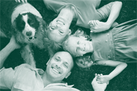 A picture of a healthy family enjoying adequate living space.