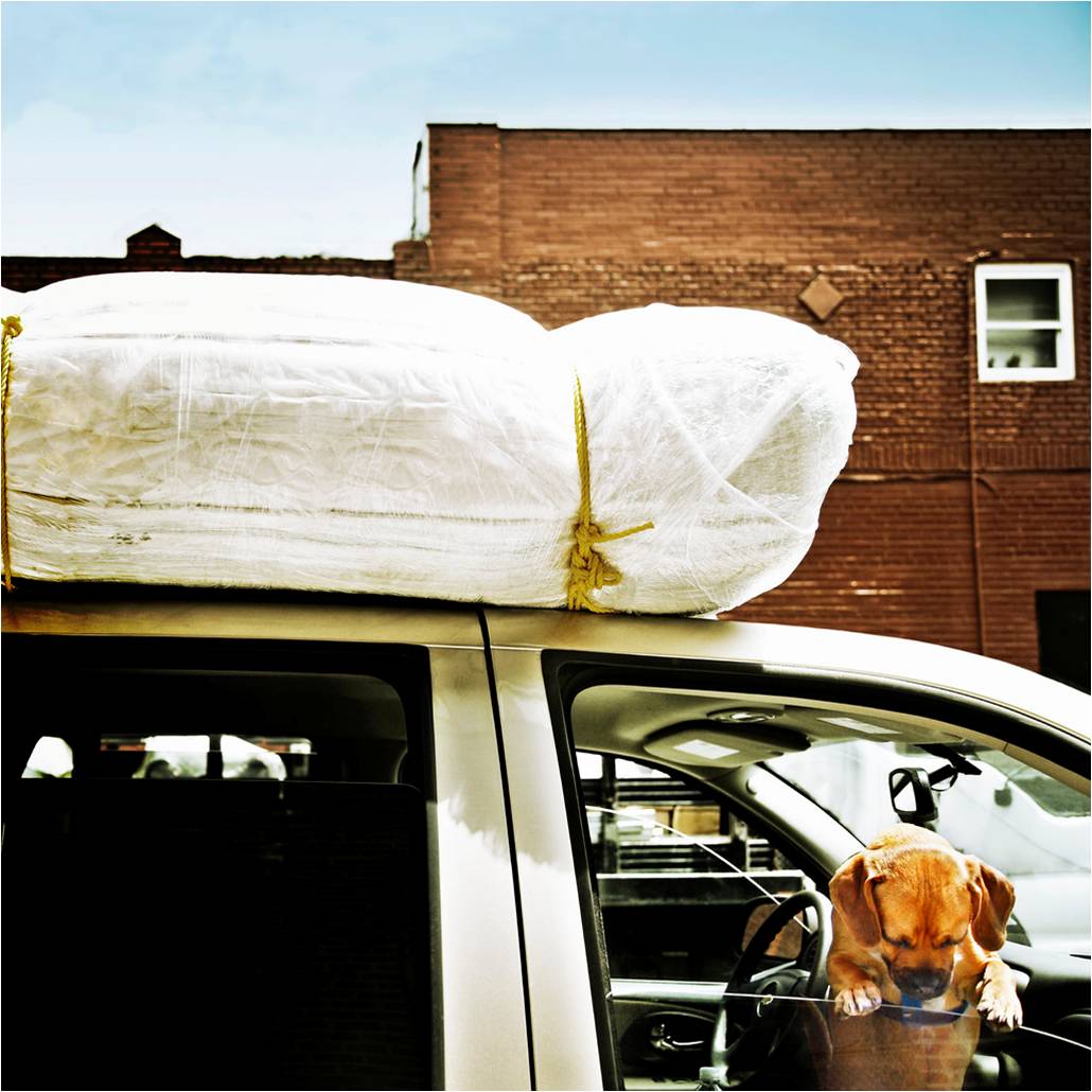 A picture of a homeless family.