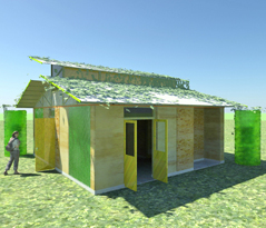 Image of a concept house made from recycled materials