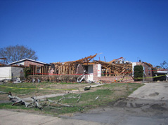 A house damaged by hurricane Katrina in 2005.