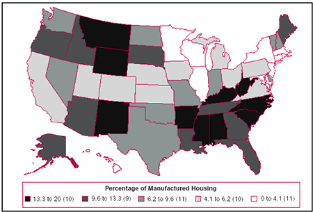 Map 1. Distribution of Manufactured Housing, 2000