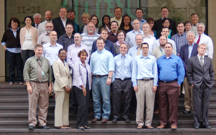 EMAD Field Staff Far Back row (L to R): Dena Reavis (St. Louis)*, Wendy Ip (Los Angeles), Charles Hugghins (Atlanta), Kevin Kane (EMAD-HQ), Ed Szymanoski (HQ), Peter Kahn (EMAD-HQ), Beverly Harvey (Philadelphia), Erin Browne (EMAD-HQ), Robyn Bowen (Atlanta), Mike Lackett (Boston)*, Yvonne McNeil (Atlanta), Mike Murphy (Boston), Parker Ross (New York)*, Ikuo ‘Jerry’ Nakano (Los Angeles);
Row 3: Tom Aston (Seattle), Robert Stephens (Fort Worth), Randall Goodnight (Oklahoma City), David Bank (Boston)*, Casey Blount (Los Angeles), Holi Woods-Weaver (Seattle), Elaine Ng (San Francisco), Tim McNally (Philadelphia), Patty Moroz (Philadelphia), Don Darling (Chicago);
Row 2: Ben Houck (Philadelphia), Gabe Labovitz (Chicago), Adam Tubridy (Atlanta), Tammy Fayed (Atlanta), Gareth Amon (Atlanta), Steve Komadina (Seattle), David Vertz (Fort Worth), Fernando Ramirez (Fort Worth), Jim Coil (Contractor, Denver);
Front Row: T. Michael Miller (Fort Worth), Elizabeth Oduor (Fort Worth), Pam Sharpe (EMAD-HQ), Sam Young (Denver), Joe Shinn (Philadelphia), Felipe Chacón (Fort Worth), Tim McDonald (Fort Worth), James Conner (Denver); Image of EMAD Field Staff Far Back row (L to R): Dena Reavis (St. Louis)*, Wendy Ip (Los Angeles), Charles Hugghins (Atlanta), Kevin Kane (EMAD-HQ), Ed Szymanoski (HQ), Peter Kahn (EMAD-HQ), Beverly Harvey (Philadelphia)*, Erin Browne (EMAD-HQ), Robyn Bowen (Atlanta), Mike Lackett (Boston)*, Yvonne McNeil (Atlanta), Mike Murphy (Boston), Parker Ross (New York)*, Ikuo ‘Jerry’ Nakano (Los Angeles); Row 3: Tom Aston (Seattle), Robert Stephens (Fort Worth), Randall Goodnight (Oklahoma City), David Bank (Boston)*, Casey Blount (Los Angeles), Holi Woods-Weaver (Seattle), Elaine Ng (San Francisco), Tim McNally (Philadelphia), Patty Moroz (Philadelphia), Don Darling (Chicago); Row 2: Ben Houck (Philadelphia), Gabe Labovitz (Chicago), Adam Tubridy (Atlanta), Tammy Fayed (Atlanta), Gareth Amon (Atlanta), Steve Komadina (Seattle)*, David Vertz (Fort Worth), Fernando Ramirez (Fort Worth), Jim Coil (Contractor, Denver); Front Row: T. Michael Miller (Fort Worth), Elizabeth Oduor (Fort Worth), Pam Sharpe (EMAD-HQ), Sam Young (Denver), Joe Shinn (Philadelphia), Felipe Chacón (Fort Worth)*, Tim McDonald (Fort Worth), James Conner (Denver); Not pictured: Pamela Leong (San Francisco), Raynard Owens (Chicago).