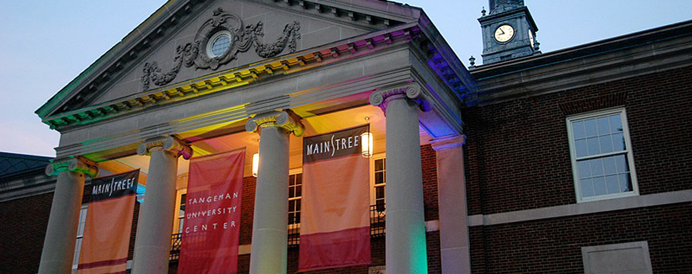 Photograph of front portico of the Tangeman University Center.