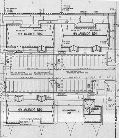 Image of Site plan of CIHAD multifamily housing buildings and community center scheduled for renovation.