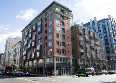 990 Polk has 110 rental units and 2,850 square feet of ground floor retail space.