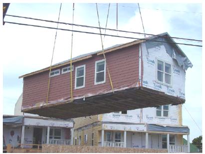 Crane installation of a HUD-Code home.