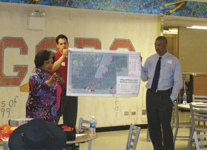 Residents of the Village of Olympia Fields, a south suburb of Chicago, participate in an interactive workshop organized as part of Homes for a Changing Region, an initiative led by the Metropolitan Mayors Caucus and Chicago Metropolitan Agency for Planning.