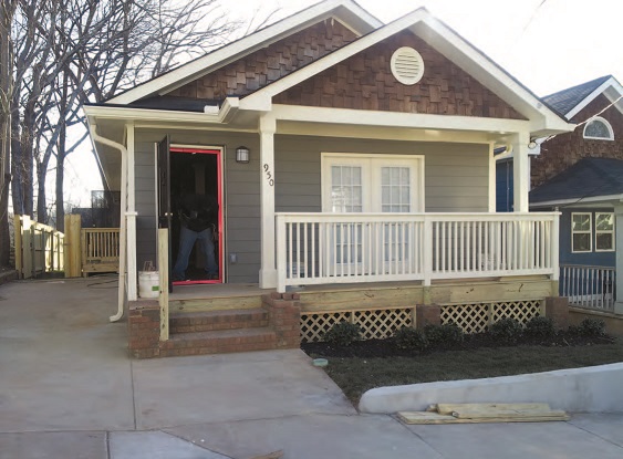 A single-family home that is being rehabilitated.