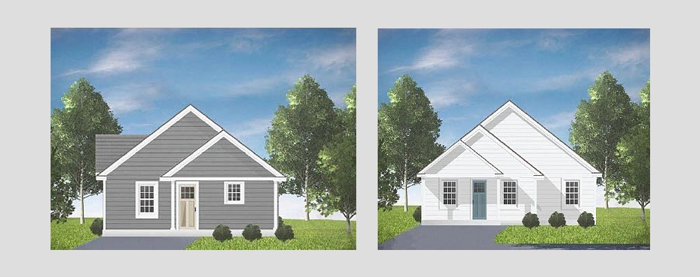  Two architectural renderings of small but attractive single-family houses.
