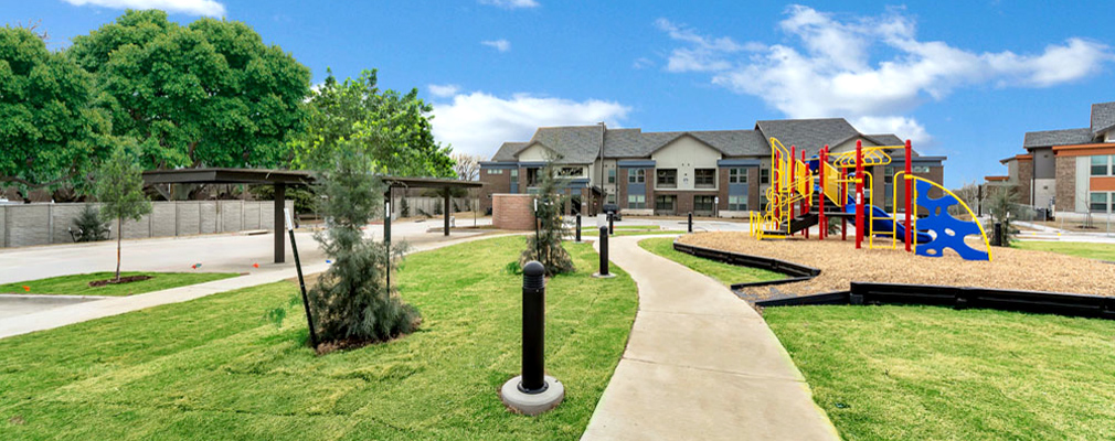 A play structure in an apartment complex.