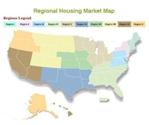 Map illustrating the boundaries of the 10 regions defined by HUD and their included states.