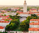 Aerial view of the University of Texas, Austin campus.