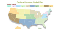 Map illustrating the boundaries of the 10 regions defined by HUD and their included states.