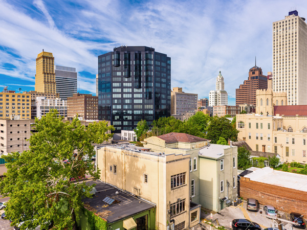 The skyline of downtown Memphis, Tennessee, showing several of the city’s tall buildings.