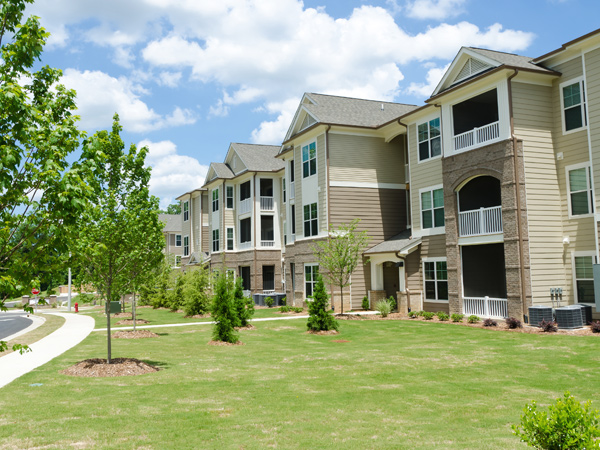 Image of three-story townhouses.