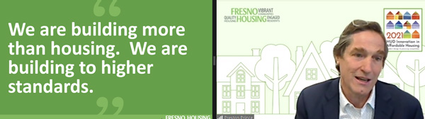 Screenshot of Preston Prince, chief executive officer of the Fresno Housing Authority, addressing the students.