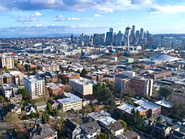 An aerial photo of Washington, Seattle.