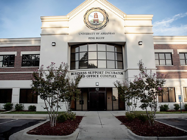 Photograph of a two-story building.