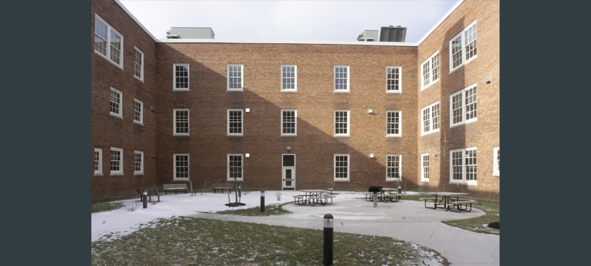 School 75 courtyard after renovation. Photo Credit: Western New York Veterans Housing Coalition, Inc.