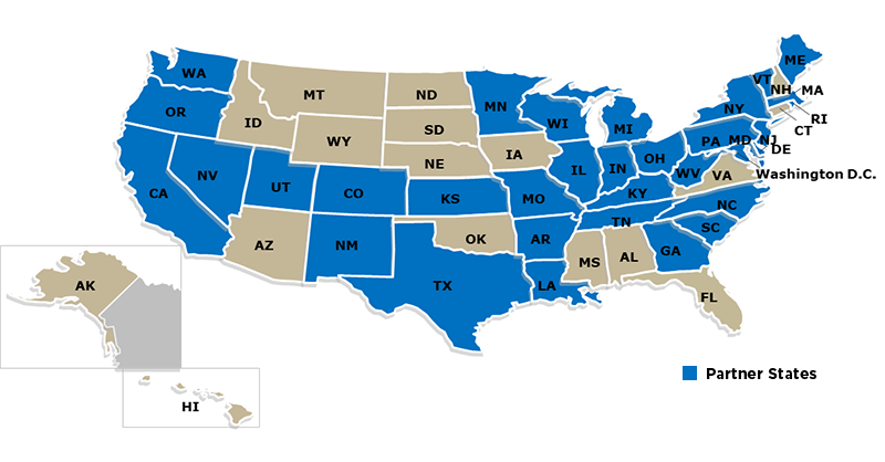 States in blue represent locations Physical Inspection Alignment Initiative partners States in blue represent locations Physical Inspection Alignment Initiative partners