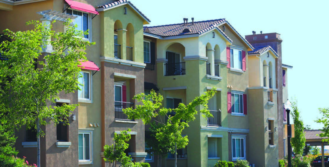 A view of an apartment building.