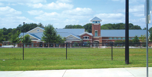 Front façade of a two-story school building.