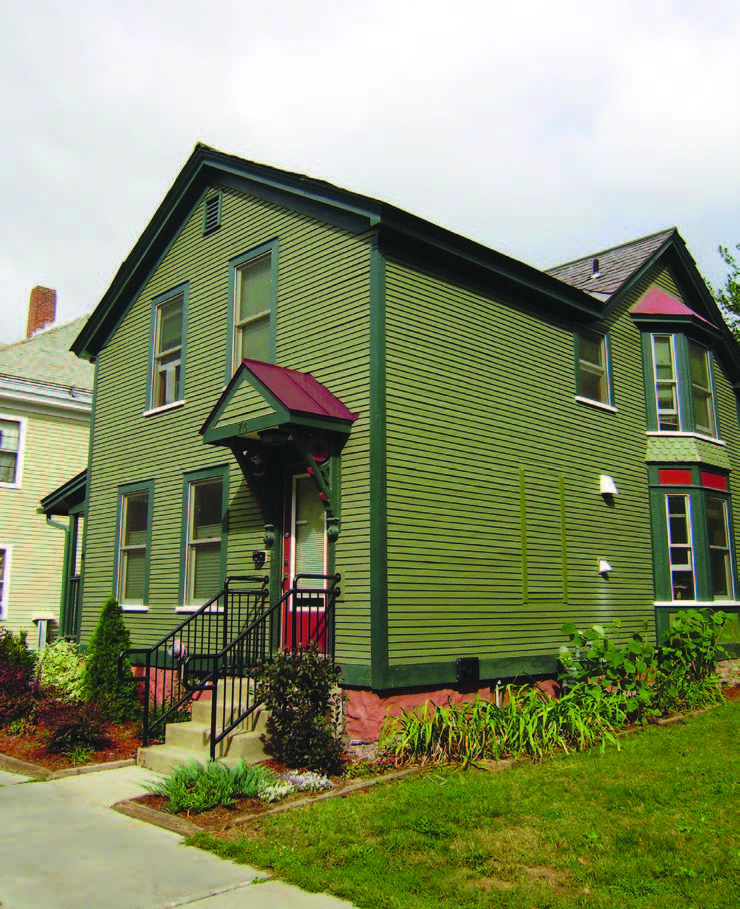 Front and side views of a transitional housing facility for women.