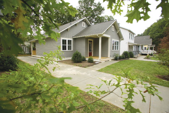 A row of houses within a subdivision.