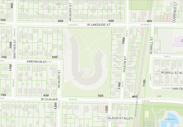 Street map of Romnes Apartments property boundaries.