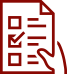 Hand holding a paper with three checkboxes and lines representing text.