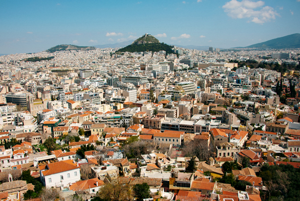 Aerial view of Athens, Greece.