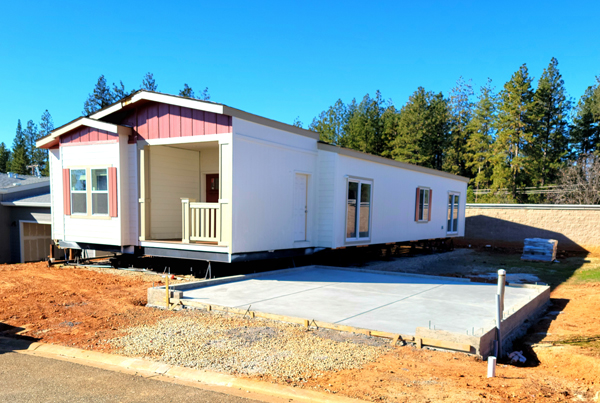 A manufactured house under construction.