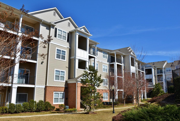 A four-story condominium complex.