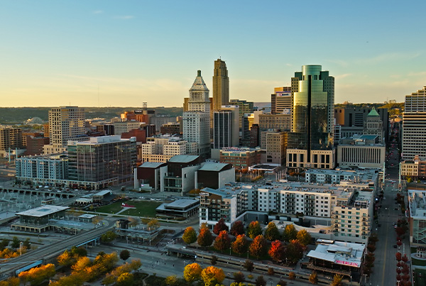 Aerial view of downtown Cincinnati, Ohio.