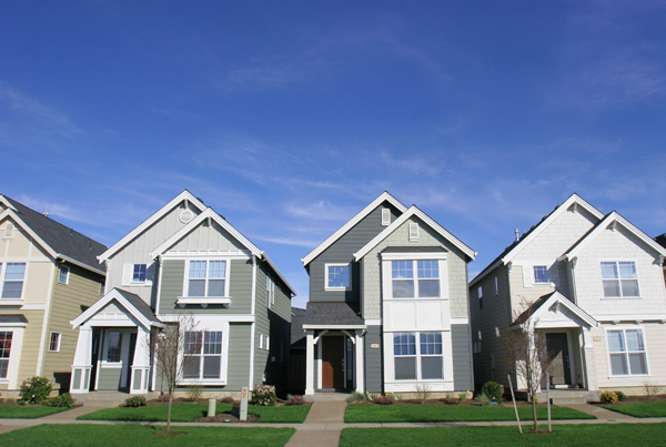 A row of suburban houses.