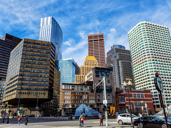 Street-level view of Dewey Square in downtown Boston, Massachusetts. Photo credit: iStock.com/APCortizasJr