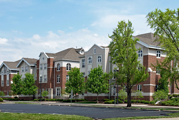 A row of apartment buildings.