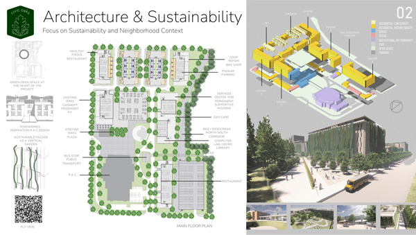 Illustration of building designs.