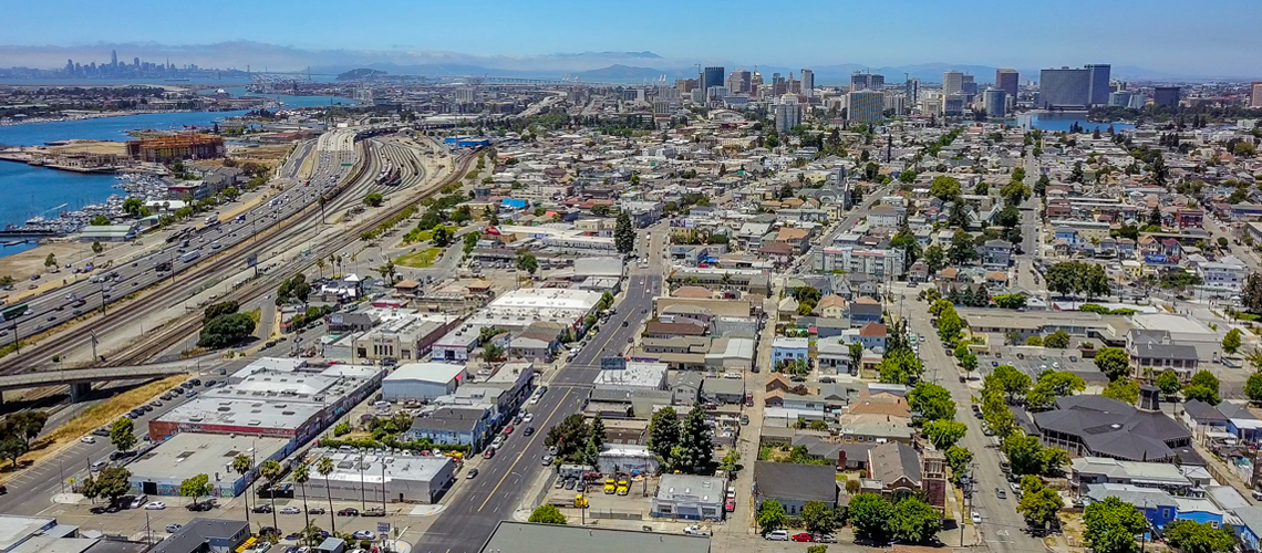 Aerial view of Oakland, California.'