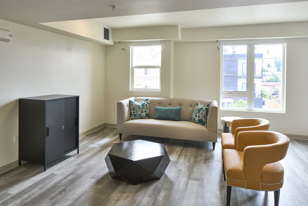 A modern-style room brightly lit by daylight.