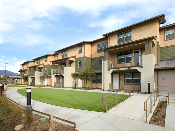 Image of front of homes as seen from Baldwin Avenue.